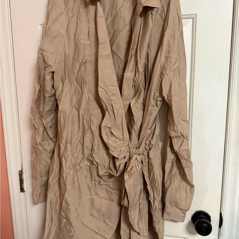 Women's Tan Tie Front Dress